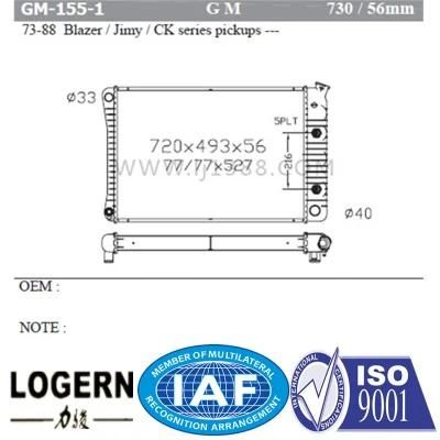 Car Radiator for Blazer/Jimy/Ck Series Pickups&prime;73-88 at/PA56 Dpi: 730