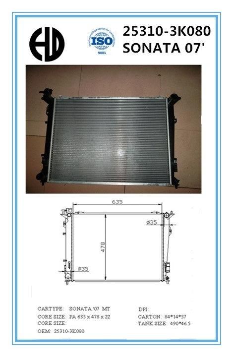 High Quality Aluminum Brazed Welding Car Radiators for Sonata 07′
