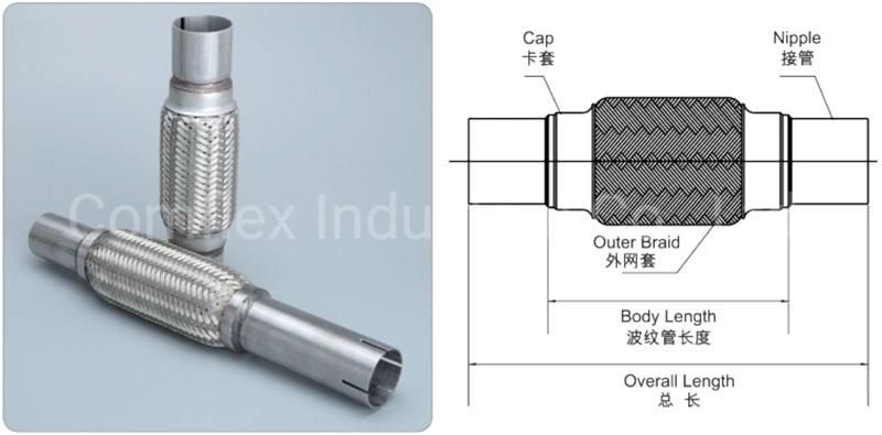Exhaust Flexible Flexi Flex Joint Pipe Repair with Clamps, Weld on Exhaust Flexi Flexible Joint Repair Pipe Flex 63mm X 153mm