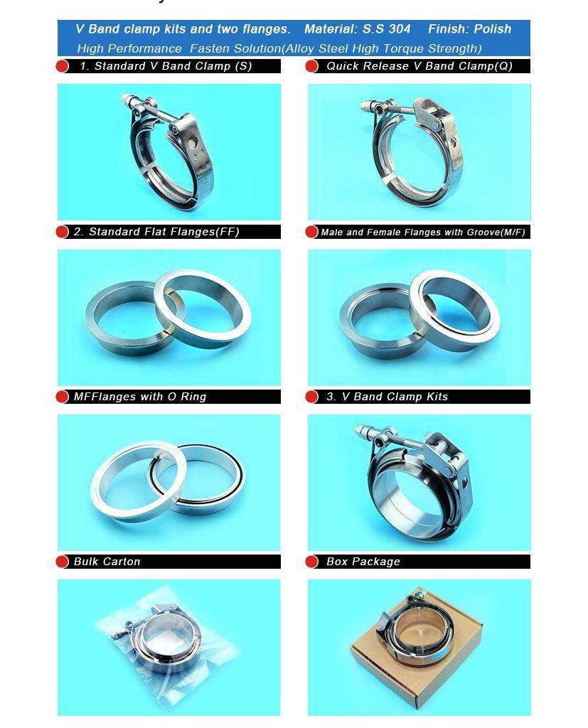 4.0 Inch V-Band Stainless Steel Exhaust Clamp with Flange Stainless Steel Auto Exhaust Pipe Turbo Vibrant V Band Clamp Hose Clamp T Bolt Clamp O Band Clamp