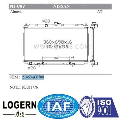 Hot Sales Aluminum Auto Radiator for Nissan Primera&prime;02/Almera/at