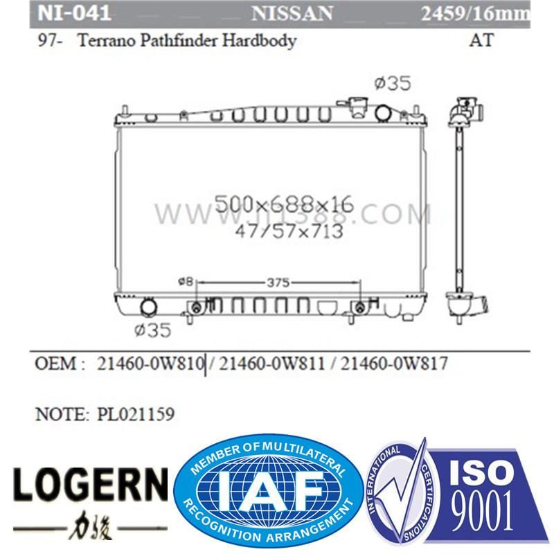 Automobile Radiator for Nissan Terrano/Pathfinder/Hardbody′97- at Dpi: 2459
