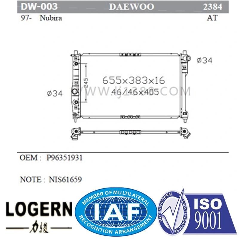 High Quality Radiator for Daewoo Leganza′97-03 Dpi: 2384
