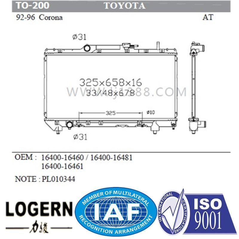 Brazed Aluminum Car Radiator for Toyota Corona′92-96 at