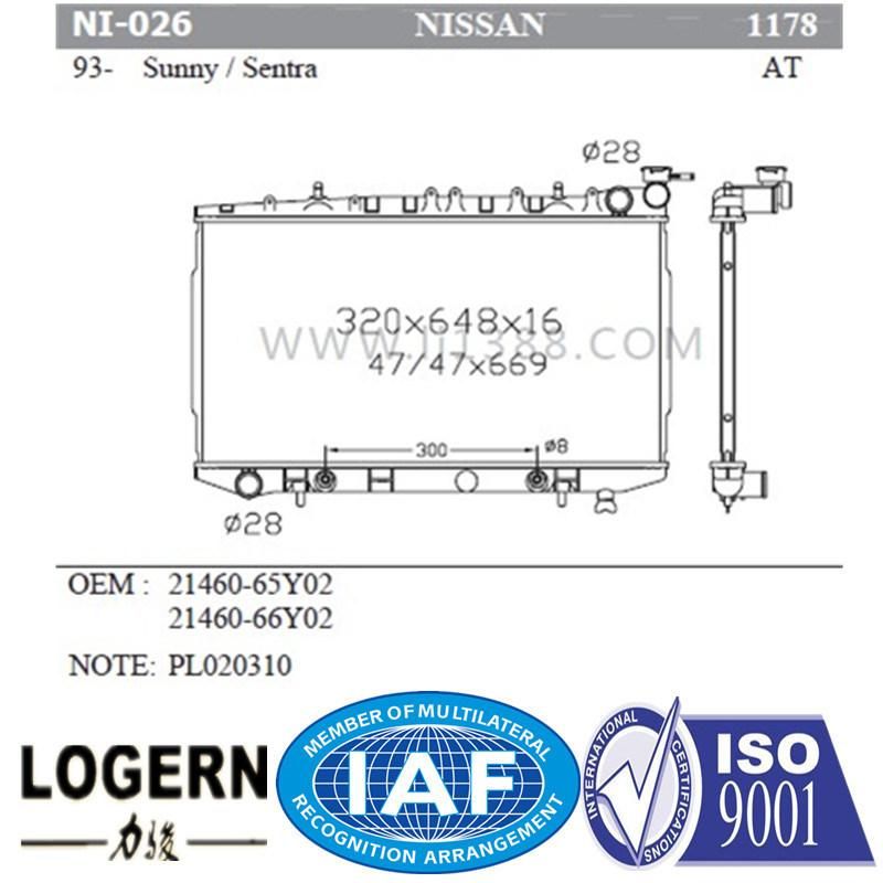Auto Radiator for Nissan Sunny/Sentra′93 at Dpi: 1178