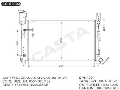 Auto Cooling Radiator for Grand Caravan&prime;93-95 at