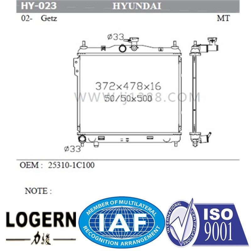 Hy-023 Cooling Auto Radiator for Hyundai KIA Geta 1.3′02/OEM: 25310-1c100