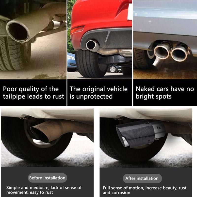Universal Car Carbon Fiber Stainless Steel Dual Exhaust Muffler Tip