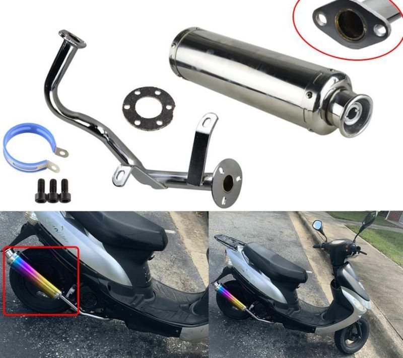 Motorcycle Exhaust Muffler Scooter Performance Exhaust Stainless Pipe for Gy6 50cc 80cc 100cc Scooter High Quality
