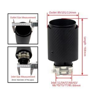 Qiilu Adjustable Exhaust Tip Carbon Fiber 2.5 Inch Inlet Matte Exhaust Tailpipe Tip Pipe Muffler Tips End 3.5&quot; Outlet