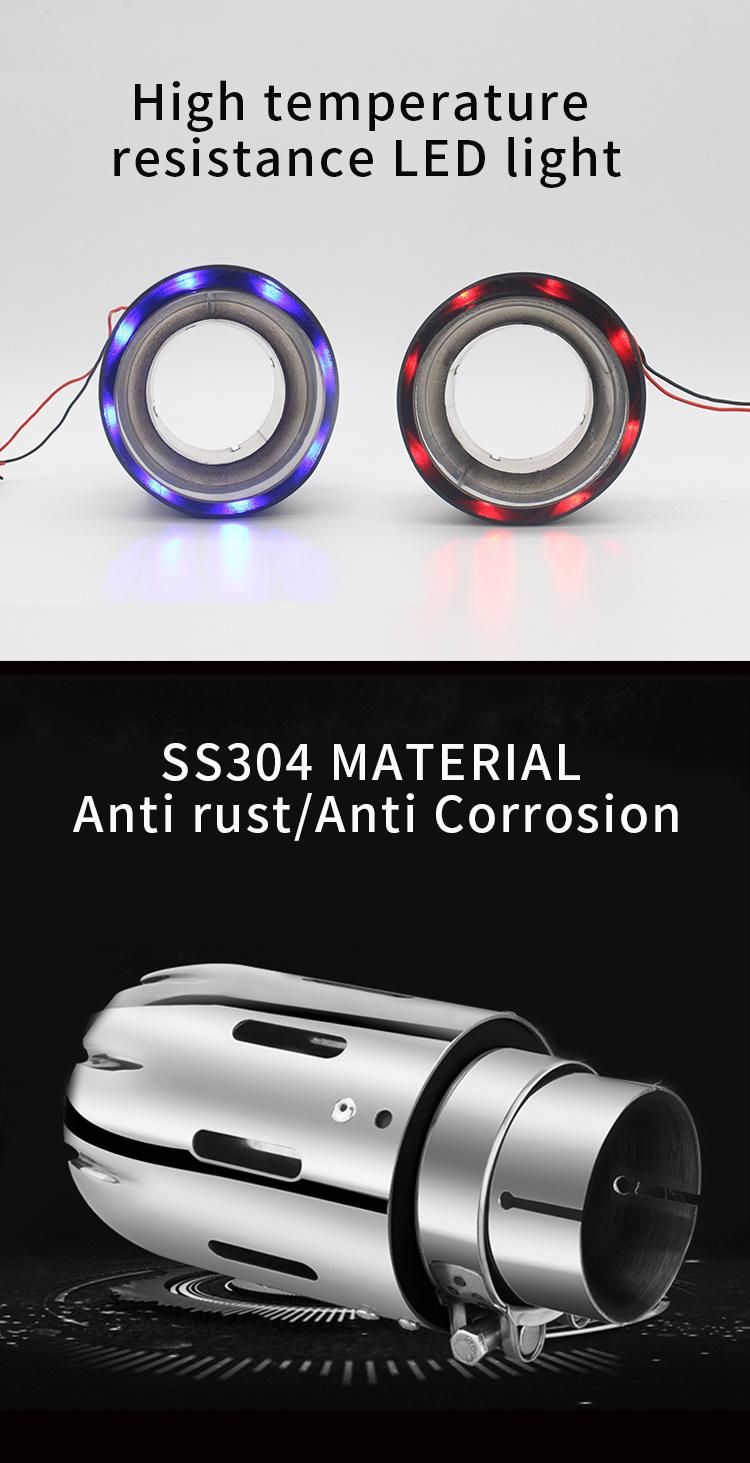 Best Selling SS304 Stainless Steel LED Lights Effect Exhaust Tips