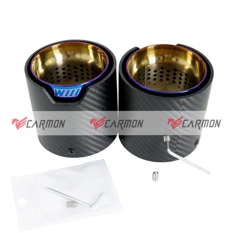 4PCS/Set BMW M5 F90 Matte Carbon Fiber Exhaust Tip with Burnt Blue Muffler Inner Pipe