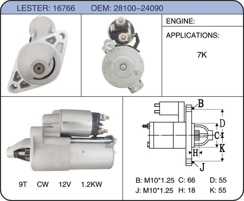 Portable Car Jumper Starter for Toyota 28100-13061 16766