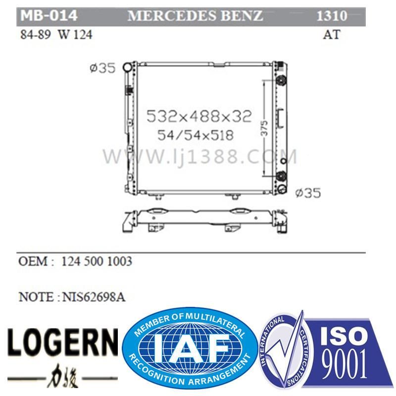 MB-014 Radiator for Benz W124′84-89 at Dpi 1310