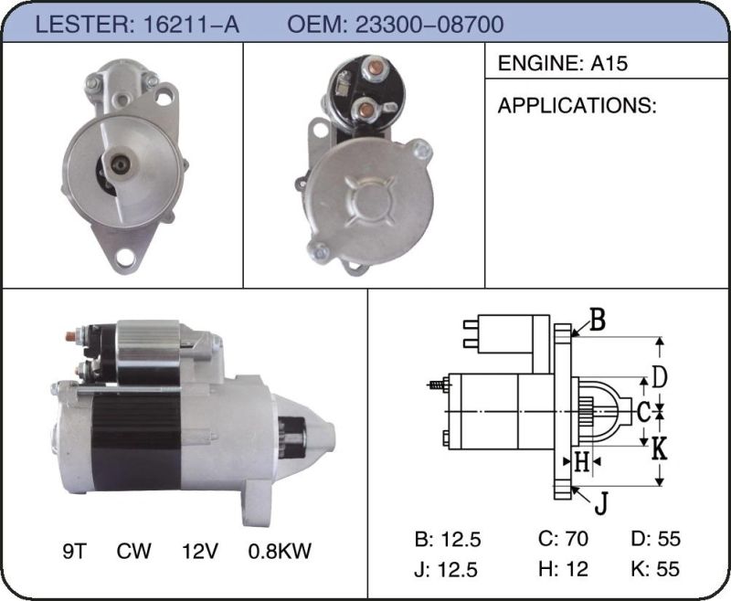 Car Sedan Starter Motor 23300-H0101 23300-H5000 23300-08700