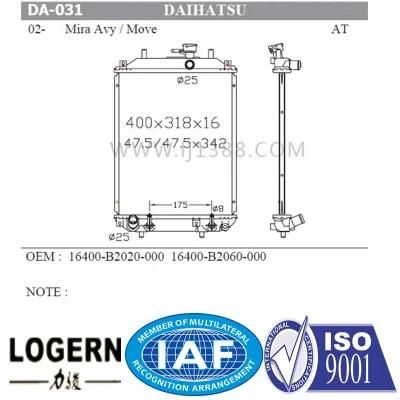 Water Radiator High Quality for Daihatsu 02- Mira Avy/Move at/PA16