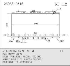 Auto Radiator for Nissan Safari Y61 at 26065 (NI-112)