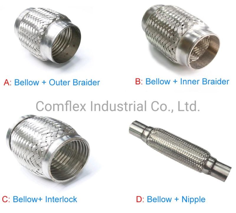 Stainless Steel Flex Coupling with Inner Braid Liner Flexible Exhaust Muffler Pipe for Auto~