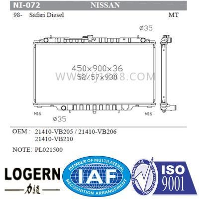 Ni-072 Auto Assy Radiator for Nissan Safari Diesel&prime;98- Mt