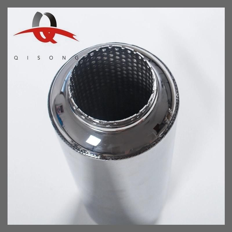 [Qisong] Auto Parts Stainless Steel Car Universal Glasspack Resonator Tornado Muffler Spiral Muffler