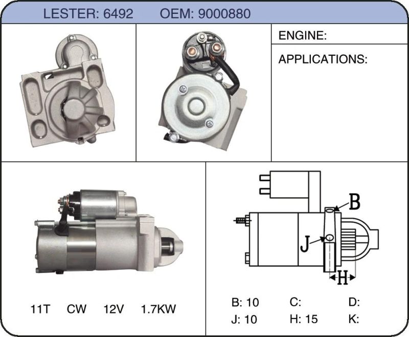 Diesel Engine Starter Auto Motors 9000880 323-1063 6492 323-1485