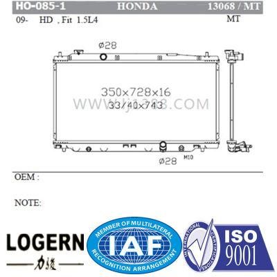 Cooling System Radiator for Honda Civix Fit 1.5L4 Mt Dpi: 13068