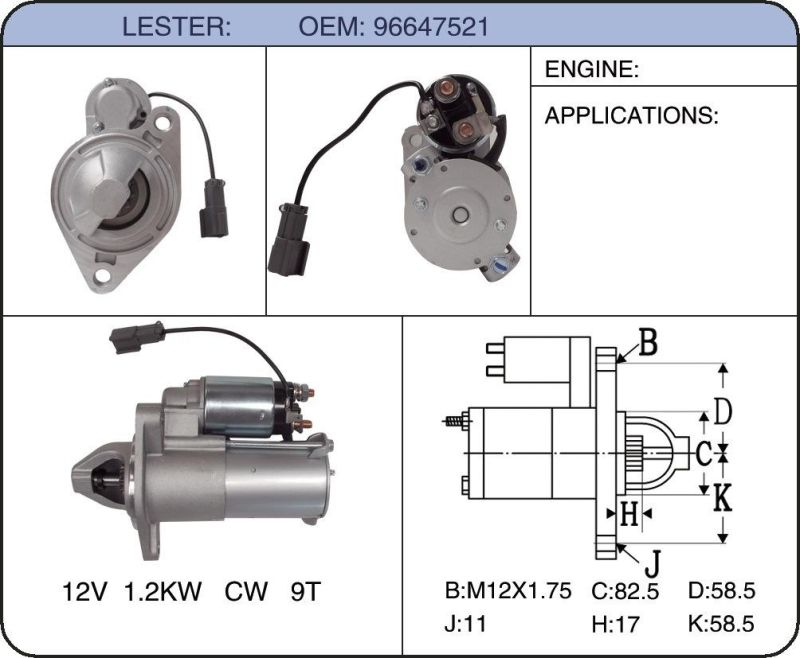 Motor Starter Switch for Chevroler 96647521