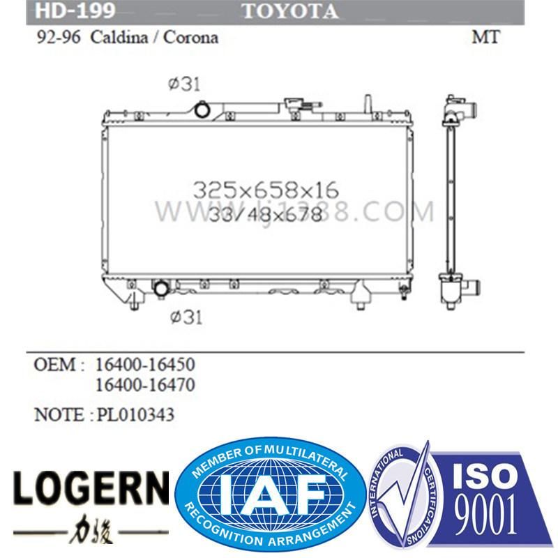 Japan Car Aluminum Radiator for Caldina/Corona′92-96 Mt