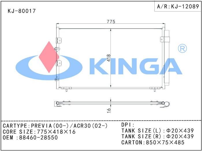 Auto Condensaer Parts for Toyota Previa 00/ ACR30 02