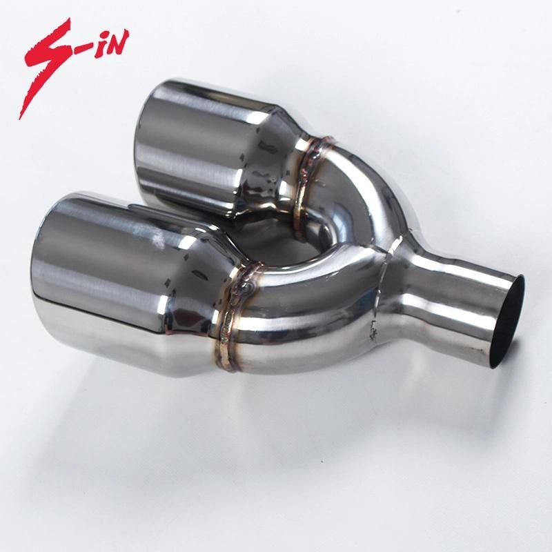 Car Exhaust Dual Outlet Muffler Glossy Exhaust Tip Staggered End