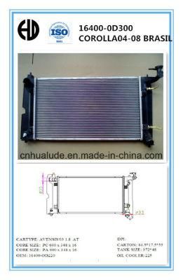 High Quality Aluminum Braze Welding Auto Radiator for Corolla Brasil