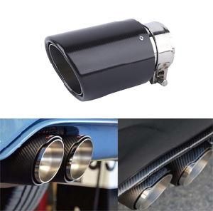 2.5 Inch Inlet Exhaust Tip, Qiilu Tail Throat Glossy Carbon Fiber Red Pipe Straight 2.5in Inlet 3.5in Outlet Single Outlet