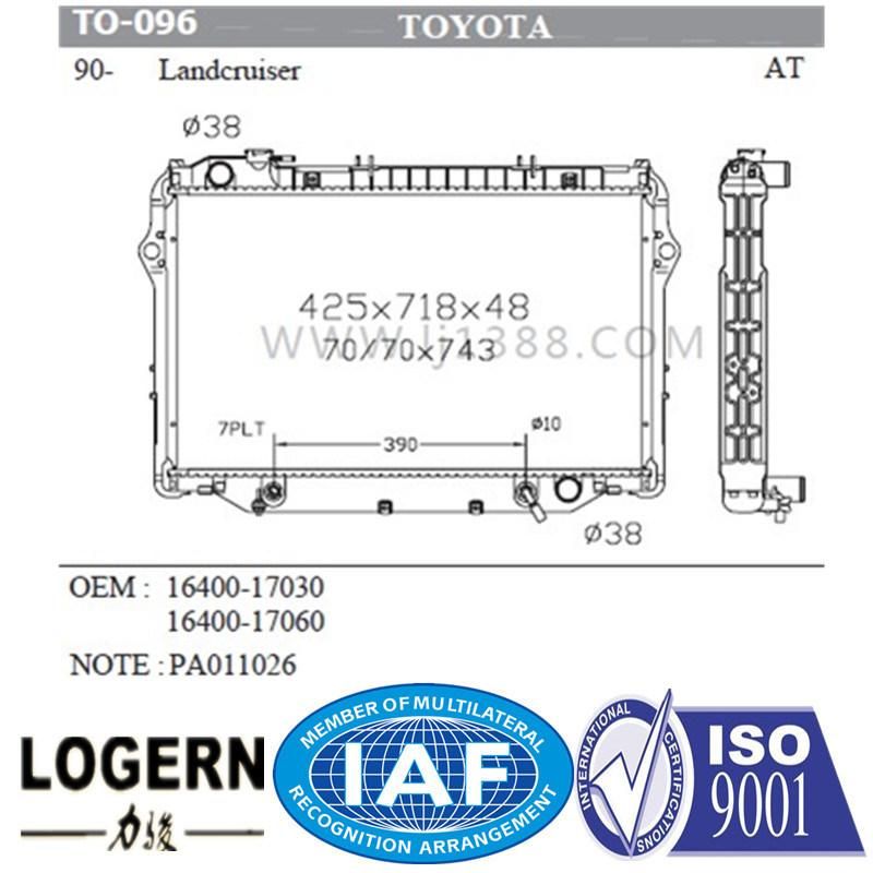 to-096 Auto Assy Car Radiator for Toyota Landcruiser′90-93 at