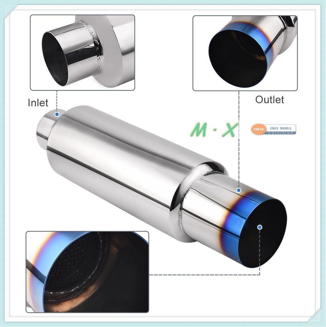 Universal 2 Inlet 3"Outlet Stainless Steel Exhaust Muffler Tips Pipes for Hks