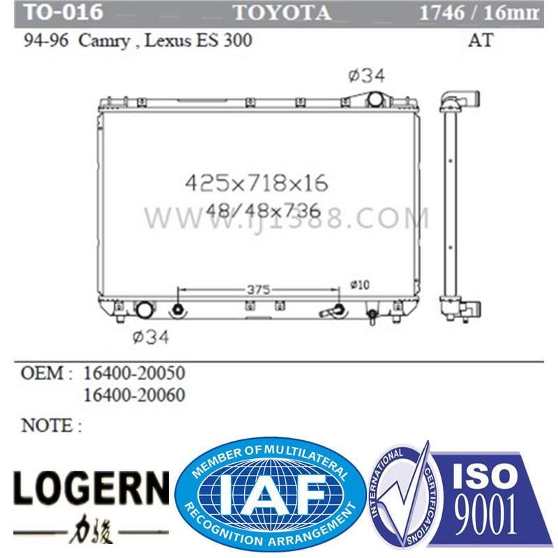 to-016 Car Auto Radiator for Toyota Camry/Lexus Es300′94-96 at Dpi: 1746