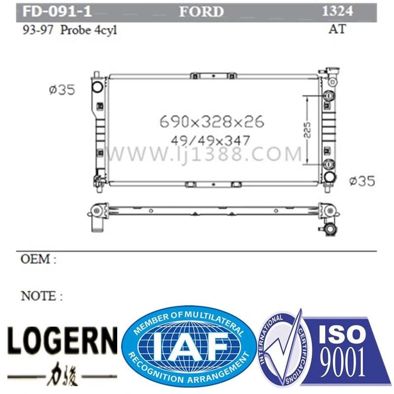 Fd-091-1 Automobile Radiator for Ford Probe 4cyl′93-97at Dpi: 1324