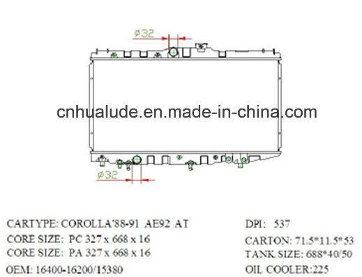 Aluminum Brazed Welding Car Radiator for Toyota Corolla