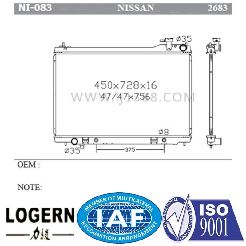 Car Cooling System Radiator for Nissan Infiniti′03-05 at/Dpi: 2683