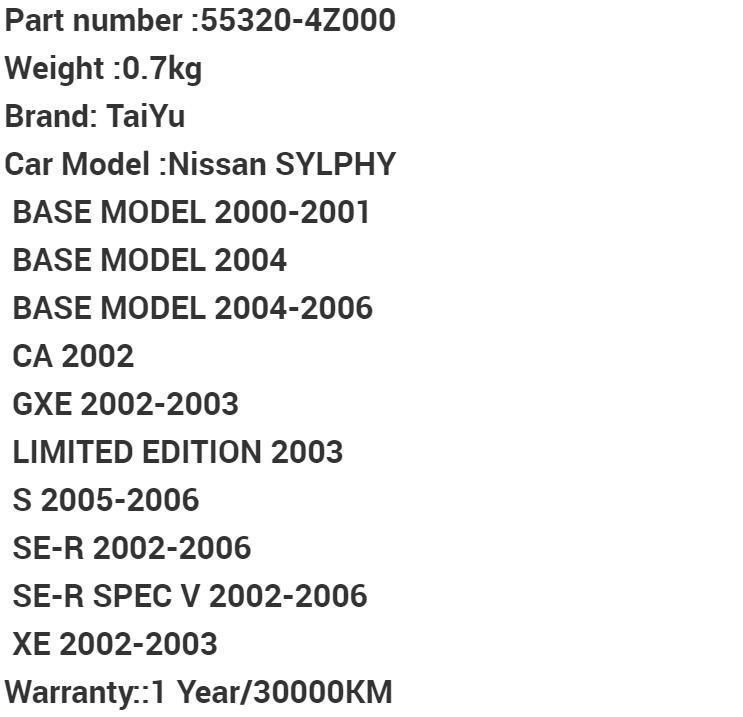 Auto Parts Rubber Strut Mount 55320-4z000 for 04-06 Nissan Sylphy Base Model