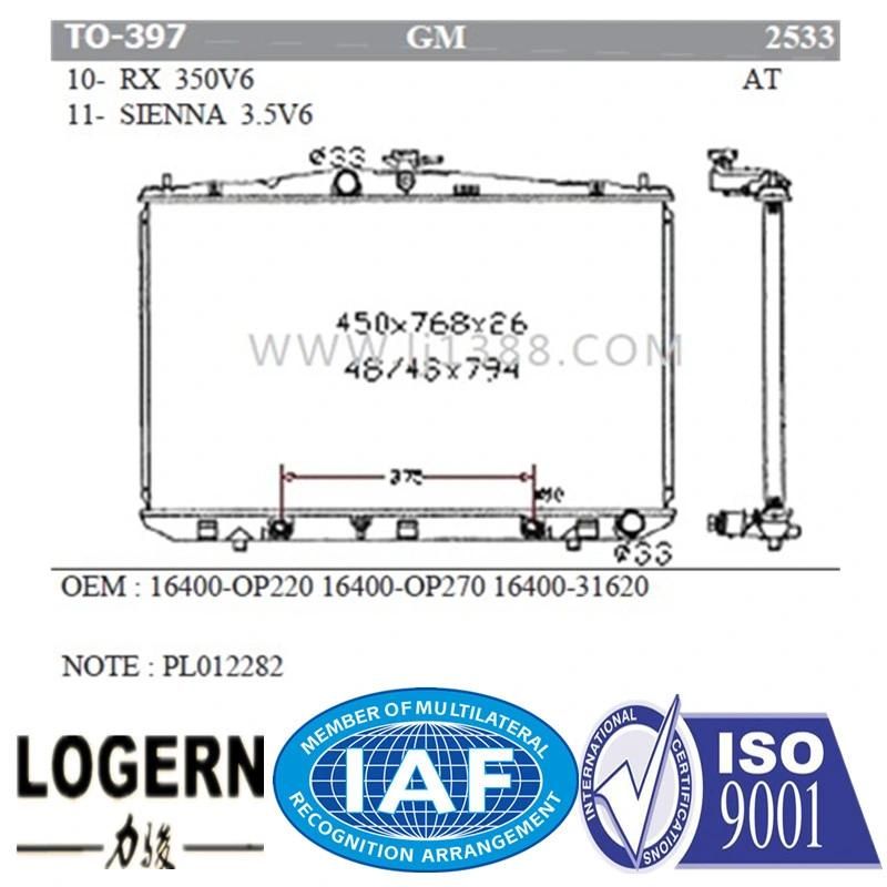 to-397 Radiator for Toyota Sienna/Rx′10- at Dpi 2533