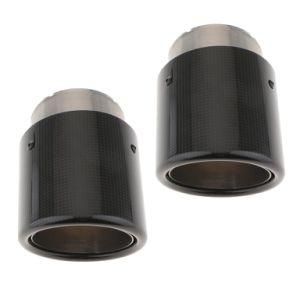 Top10 Racing Blue Flame LED Exhaust Muffler Tip Carbon Fiber Racing Automobile Car Tail Pipe 2.5 Inch Inlet 4 Inch Outlet - Straight Style