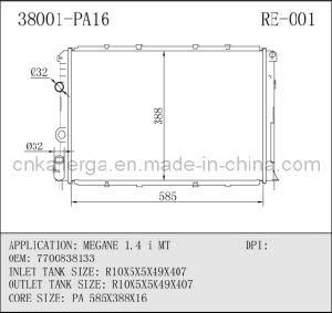 Auto Radiator for Renault Megane 1.4 I Mt 38001 (RE-001)