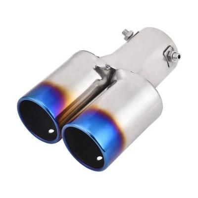 Stainless Steel 58 mm Inlet Double Outlet Exhaust Muffler Car Exhaust Tips Universal