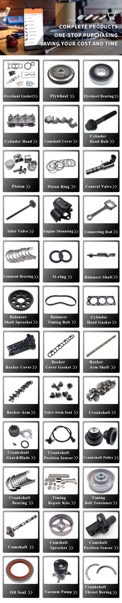 Kowze Car Parts Spare Parts Car Accessories Parts Auto Parts Engine Parts Car Parts for Mitsubishi L200 Pajero MPV Nissan Toyota Ford Isuzu Mazda Chevrolet