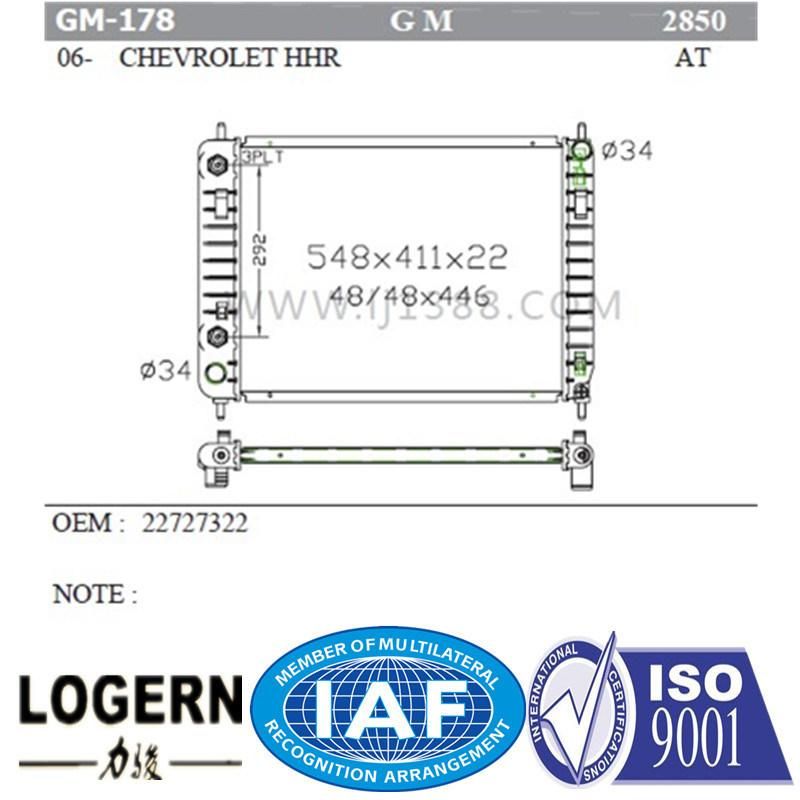 GM-178 Auto Engine Structure Radiator for Chevrolet Hhr′06- at Dpi 2850