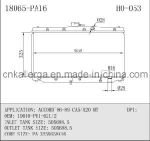 Radiator for Honda Accord` Ca5/A20 Mt 18065 (HO-053)