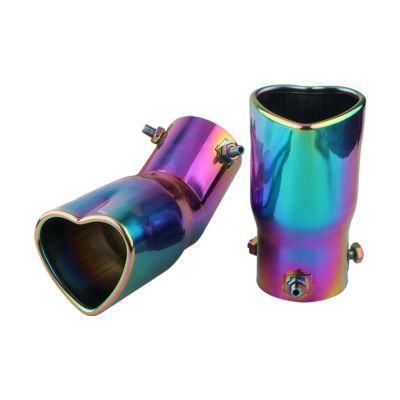 Colorful Bending Car Accessories Heart Shape Exhaust Tips Muffler