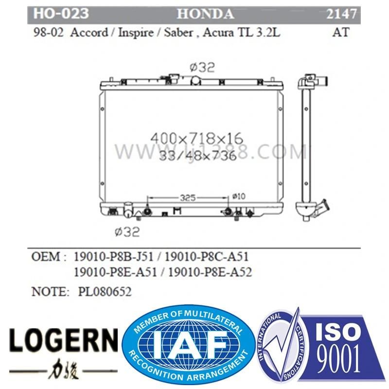 Ho-023 Aluminum Radiator for Honda Accord/Inspire/Saber/Acura′98-02 at Dpi: 2147