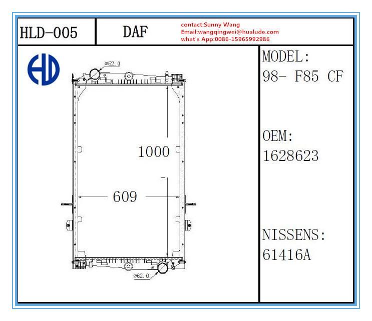 Aluminum Truck Radiator for Daf