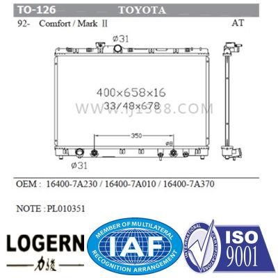 Auto Part Car Aluminum Radiator for Toyota Comfort/Mark II &prime;92-